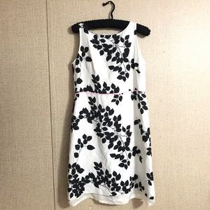 Ann Taylor LOFT White Linen Dress Black Floral 12